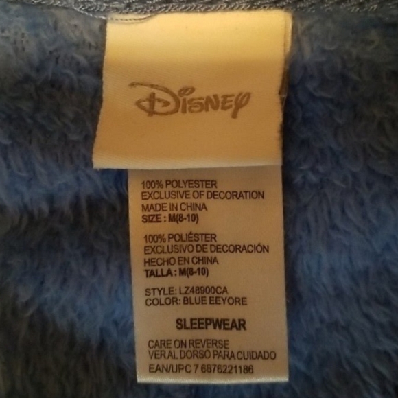 Disney Eeyore Blue Fleece Sleepwear Sz Medium 12.12 - Picture 6 of 13